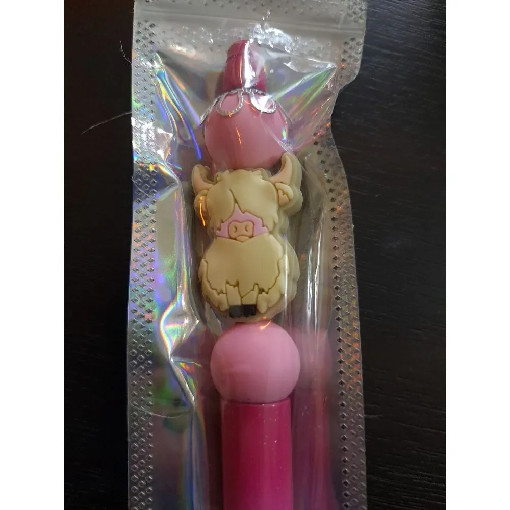 Mooo Yellow Cow Pink‎ White Green Colors For Pen Custom Beaded Pen Black Ink